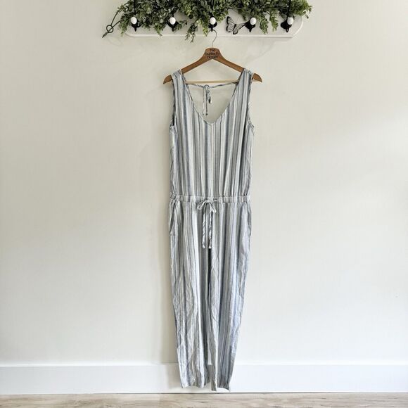 Anthropologie Cloth & Stone Linen Blend Striped Jumpsuit Size Small - Picture 1 of 6